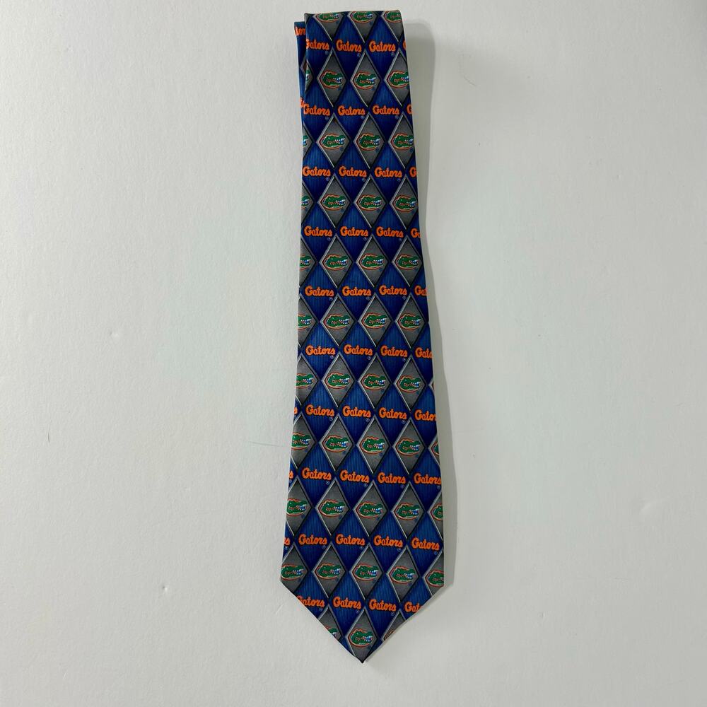 Vintage University of Florida Tie 100% Silk Gators Neck Tie College Blue Orange